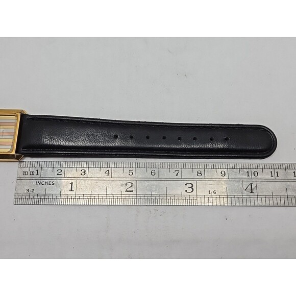 Vintage Jaz Paris Womens Tank Quartz Watch Gold Tone Stripe Dial New Battery - Picture 8 of 12